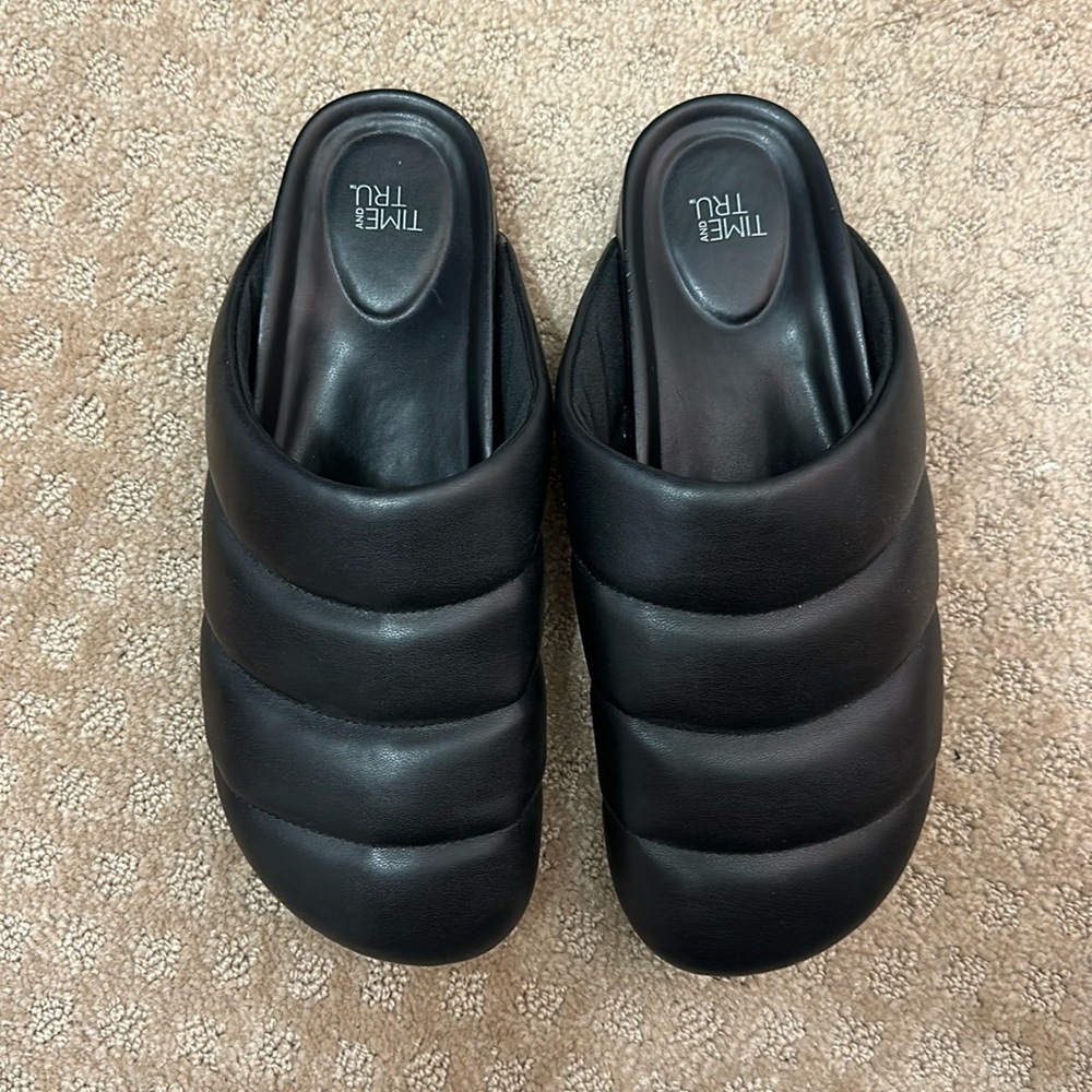Black slide on loafers